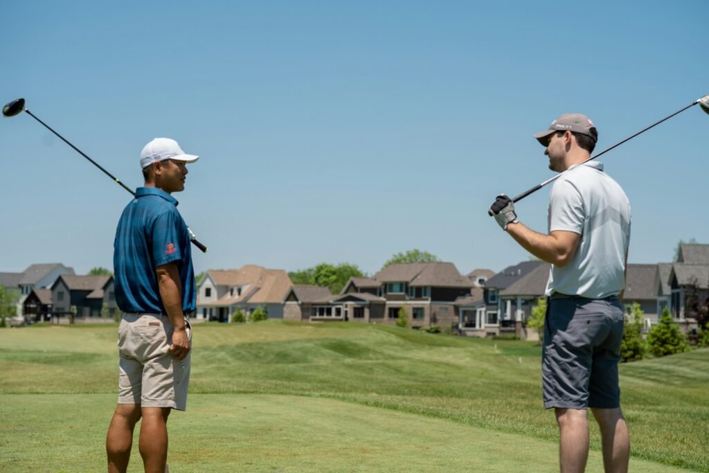 Golfer working on swing mechanics during a practice session on the course
