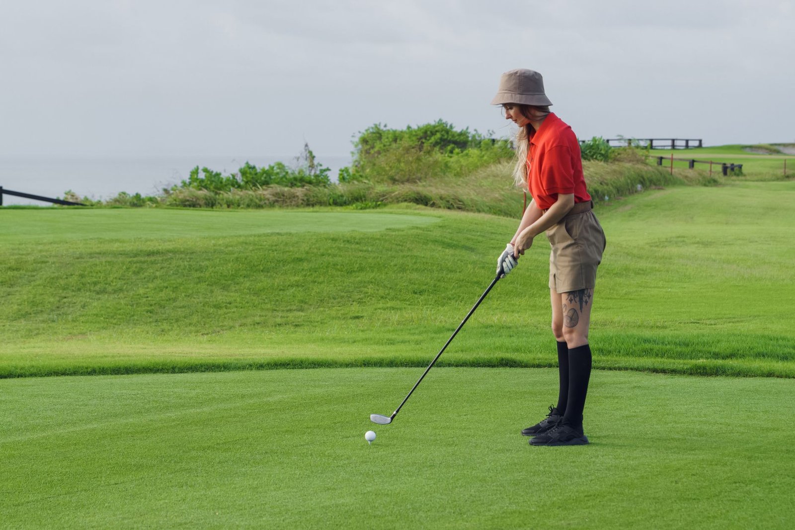Golfer at address, showing a balanced setup position before the swing