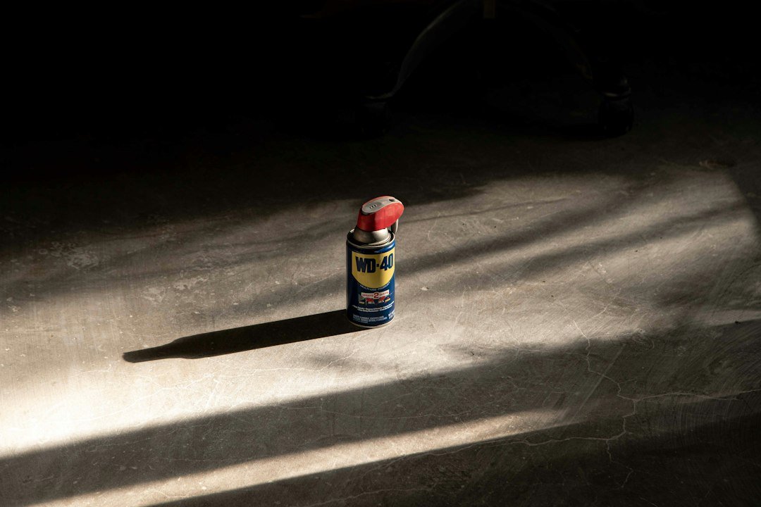 Can you use WD40 to regrip golf clubs? A can of WD-40 sitting on a garage floor